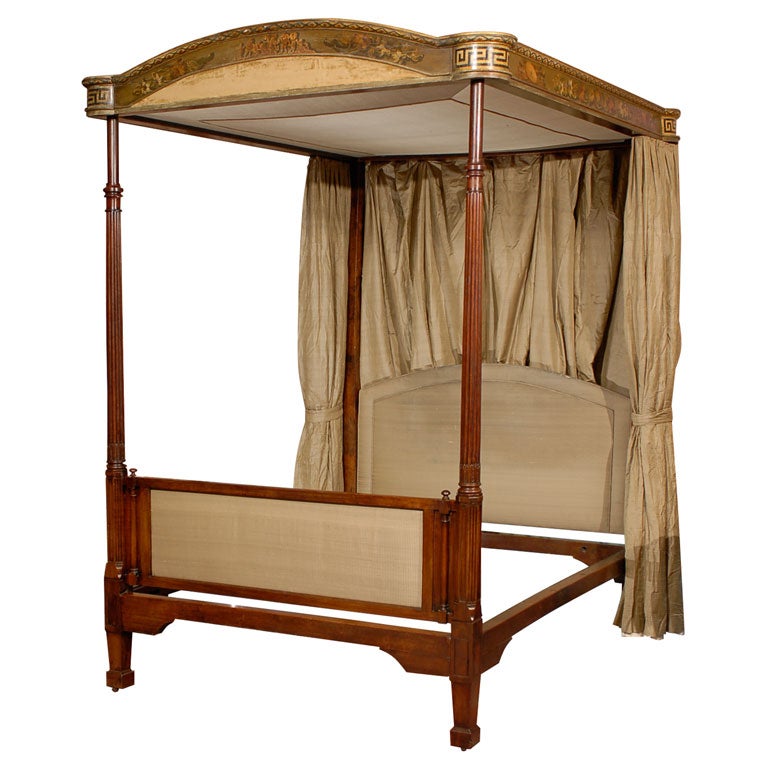 A George III Mahogany & Painted Four-Post Tester Bed, ca. 1790