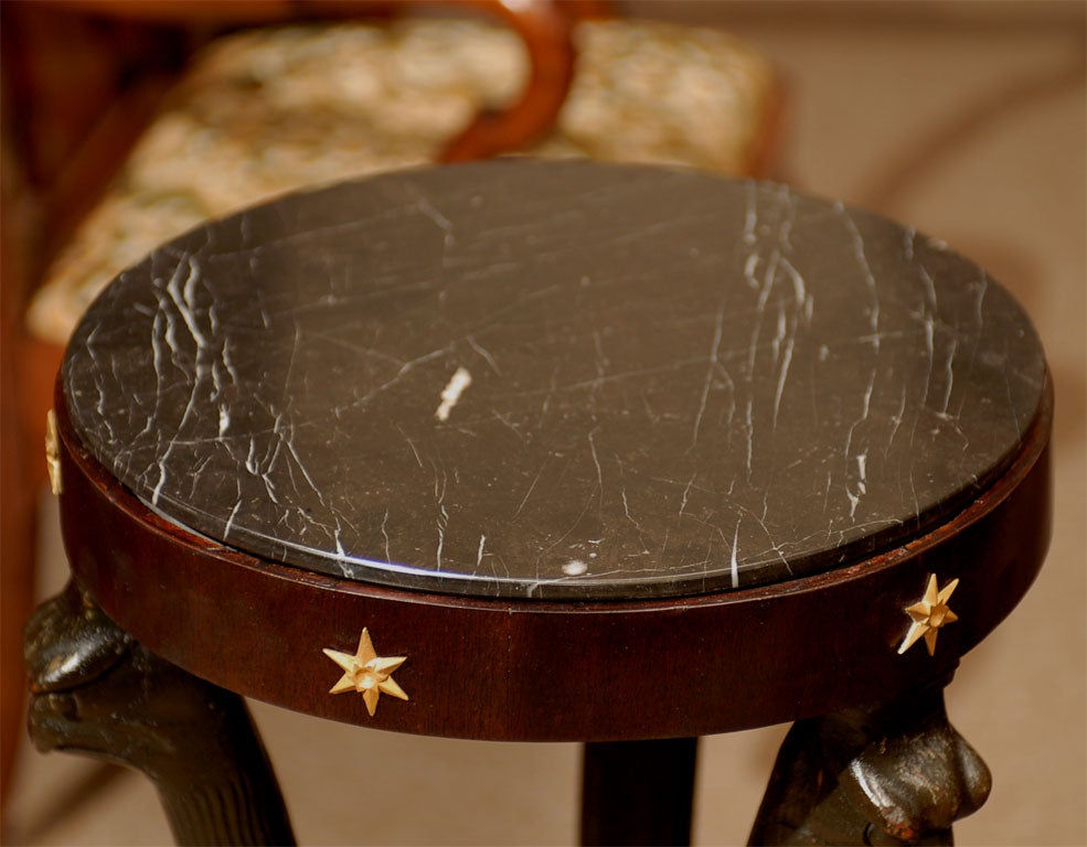 French 19th Century Ebonized Pedestal with Eagles & Marble Top