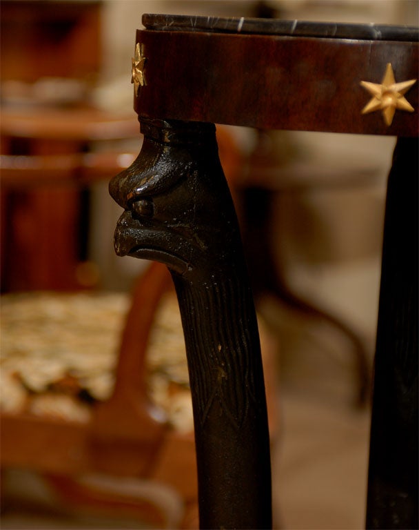 19th Century Ebonized Pedestal with Eagles & Marble Top 2