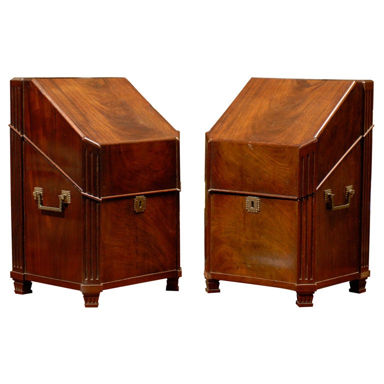 Pair of 19th Century Mahogany Knife Boxes with Fitted Interiors