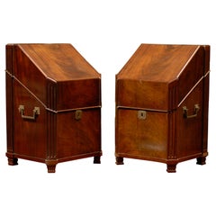 Antique Pair of 19th Century Mahogany Knife Boxes with Fitted Interiors