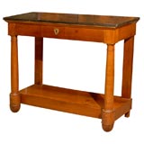 Narrow Empire Period Console in Fruitwood with Marble Top