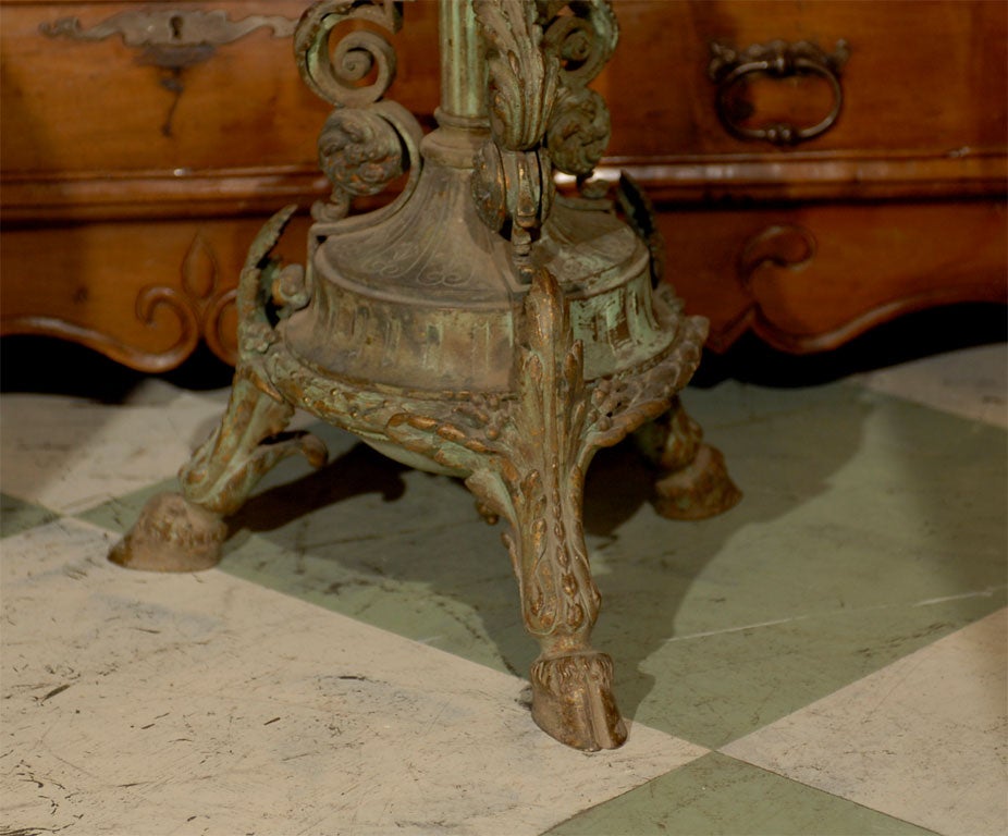 French Small Gueridon in Bronze & White Marble Top ca. 1890