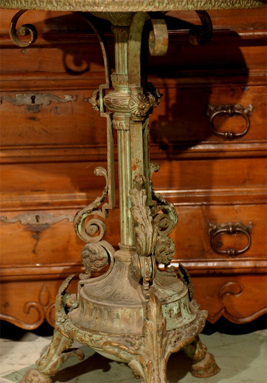 19th Century Small Gueridon in Bronze & White Marble Top ca. 1890