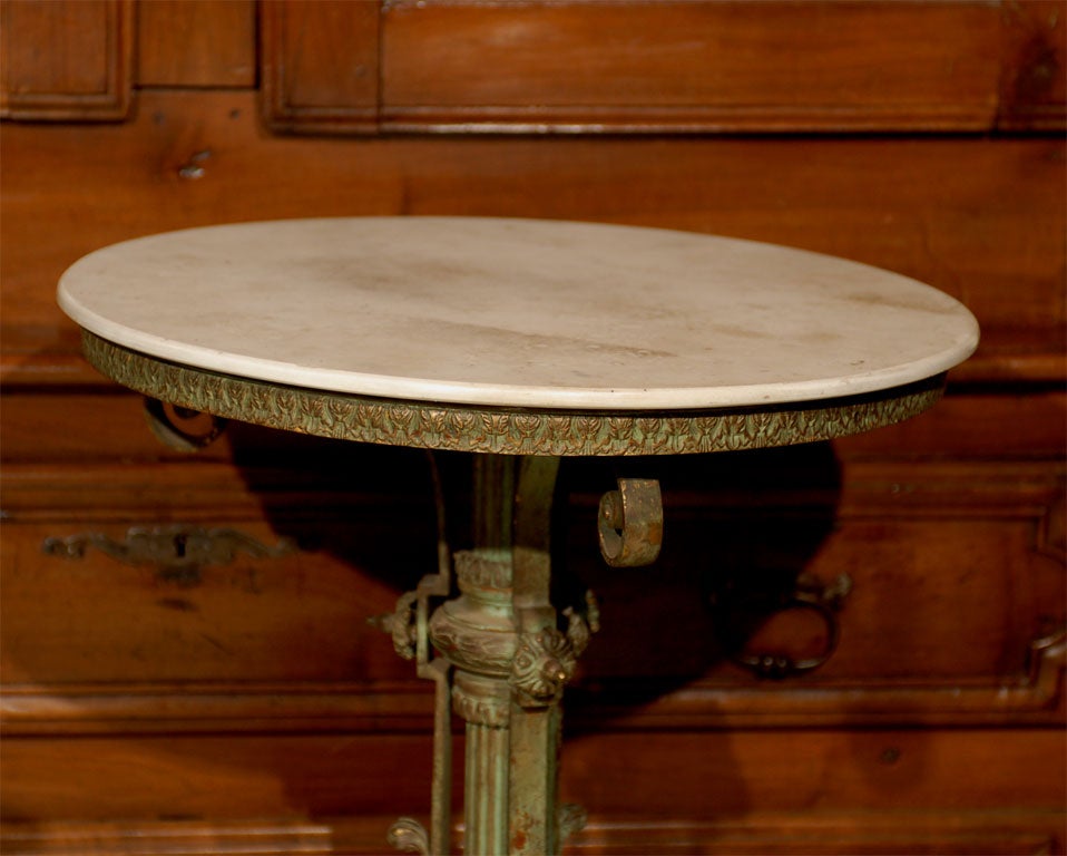 Small Gueridon in Bronze & White Marble Top ca. 1890 1