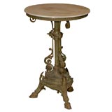Antique Small Gueridon in Bronze & White Marble Top ca. 1890