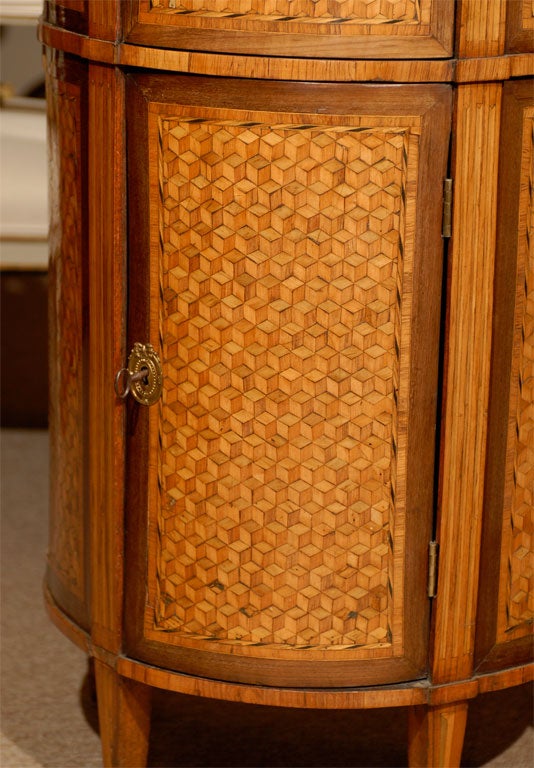 18th Century and Earlier Louis XVI  Demi-lune Cabinet with Parquetry Inlay, ca. 1790