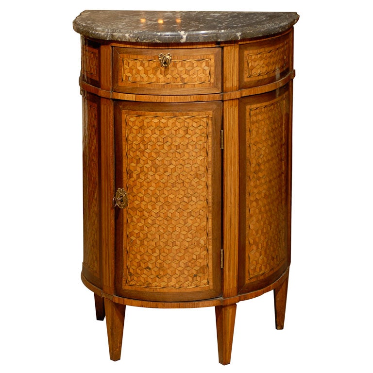 Louis XVI  Demi-lune Cabinet with Parquetry Inlay, ca. 1790