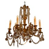 French 19th Century Bronze and Crystal Six Light Chandelier French 19th Century Bronze and Crystal Six Light Chandelier
