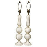 Pair of White Murano Lamps