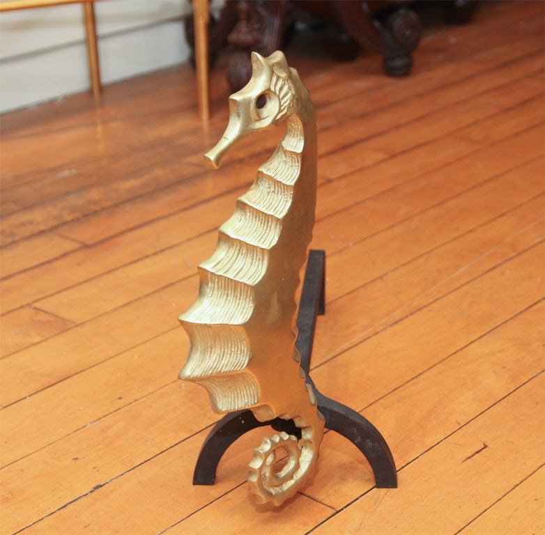 A Pair of Bronze Seahorse Andirons 2