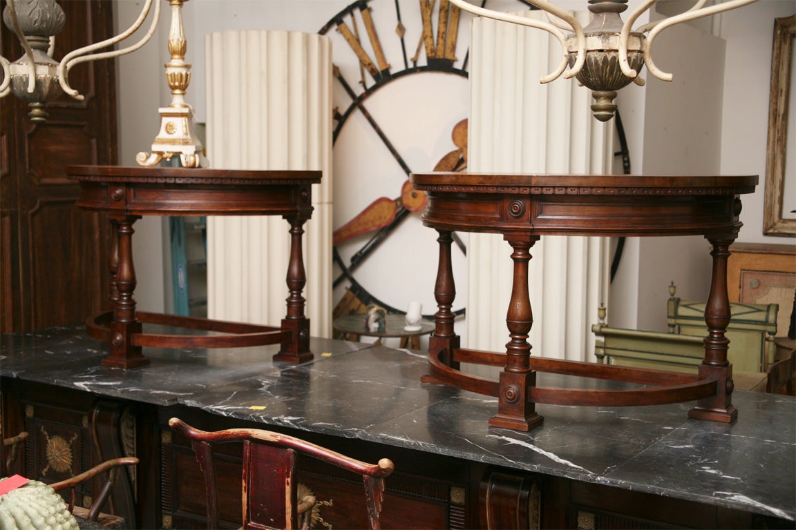 Pair of Italian Walnut Demilunes