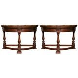 Pair of Italian Walnut Demilunes