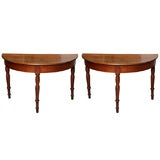 Pair of Italian Walnut Demilunes