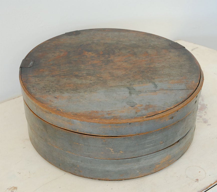 19THC ORIGINAL BLUE PAINTED PANTRY BOX
