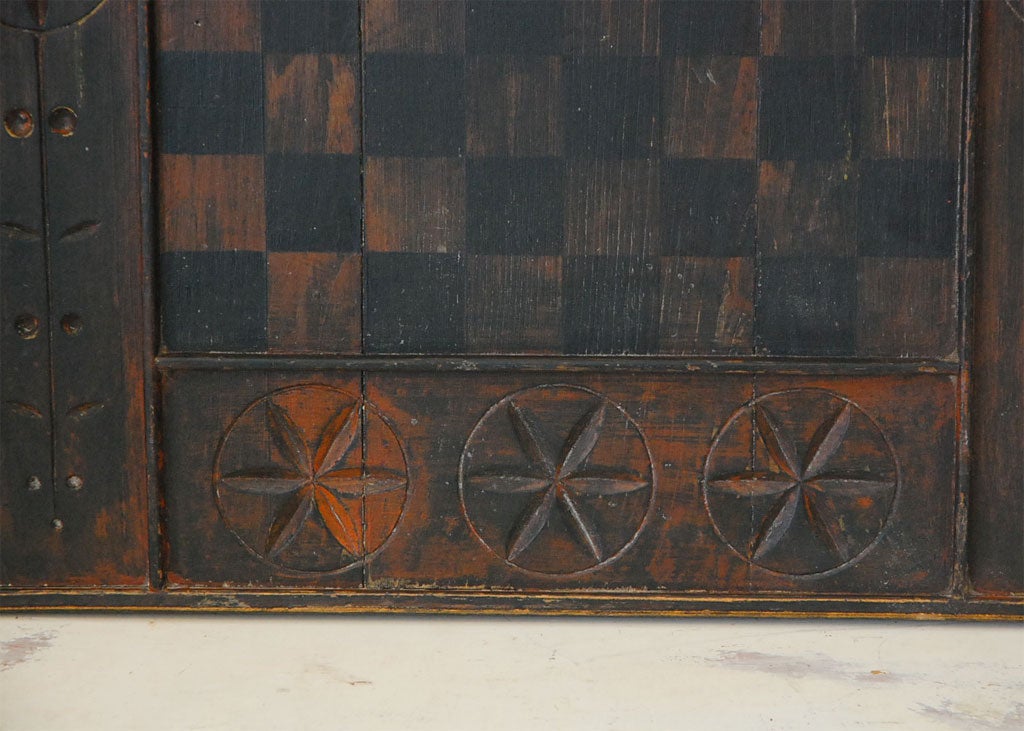 19th Century 19THC  HAND CARVED  AND PAINTED  GAMEBOARD