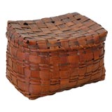 Antique 19TH C. MAINE INDIAN POTATO STAMP BASKET WITH LID