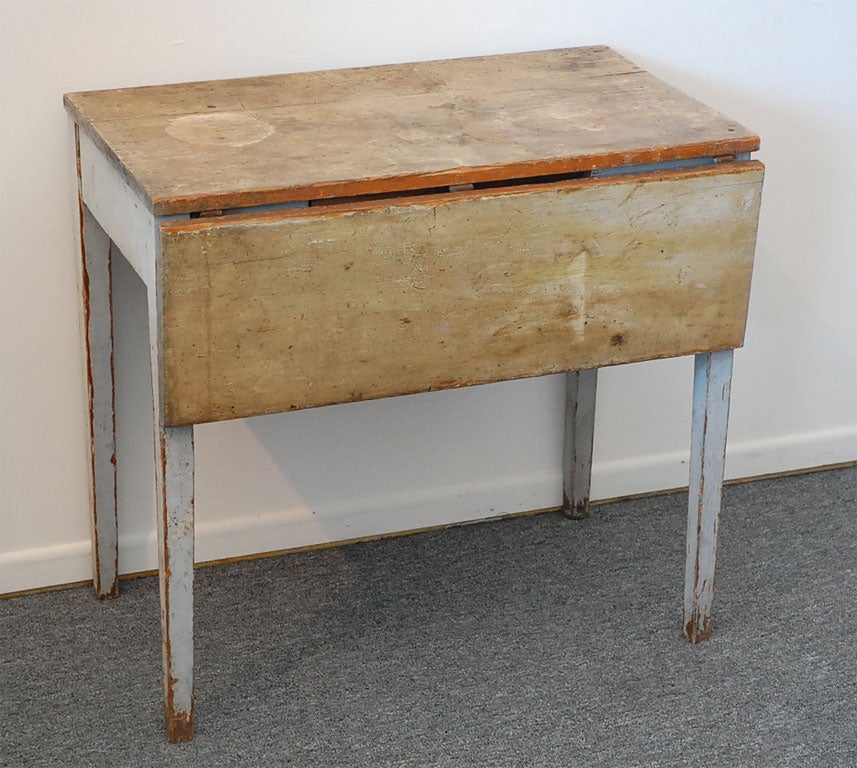 19THC 0RIGINAL GREY PAINTED  DROP LEAF TABLE