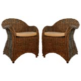 Rattan Round Back Side Chairs