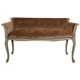 Painted & Silver Gilt French Bench