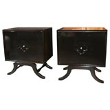 Pair Black Lacquer Tables