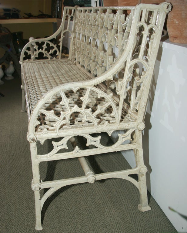 The design for this bench is illustrated in the 1858 Barbezat & Cie Fonderies du Val d'Osne Catalogue<br />
The pattern uses quatrefoil and tracery gothic design elements