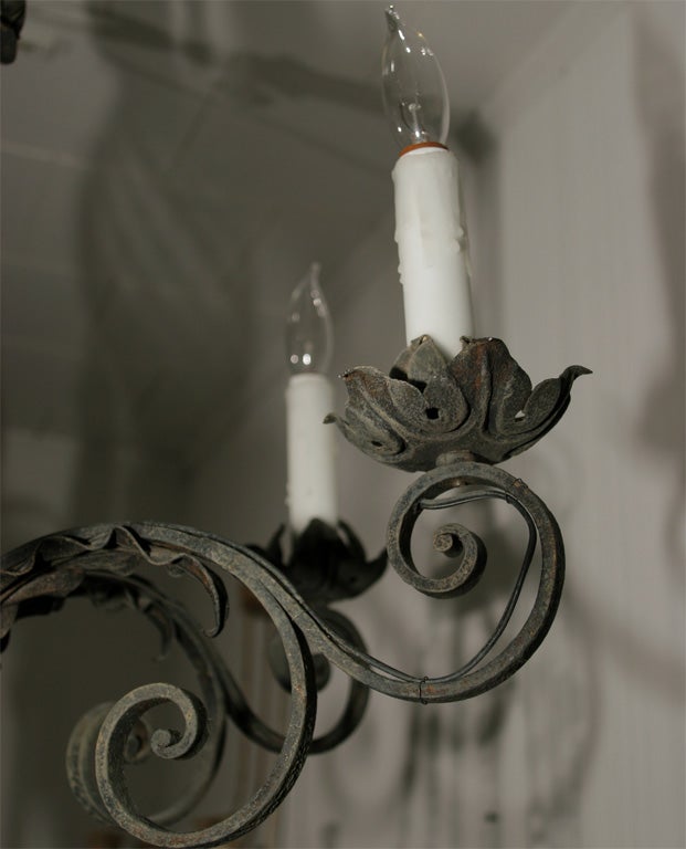 Ornate Wrought Iron Chandelier For Sale 4