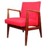 Pair of Jens Risom dining chairs on solid walnut frames