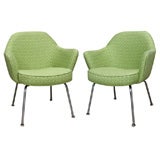 Pair of Eero Saarinen dining chairs in Maharam fabric