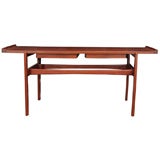 Jens Risom walnut console with 2 drawers