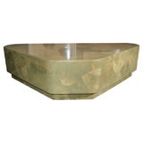 Goat skin cocktail table in jade green - Trapezoid Shape