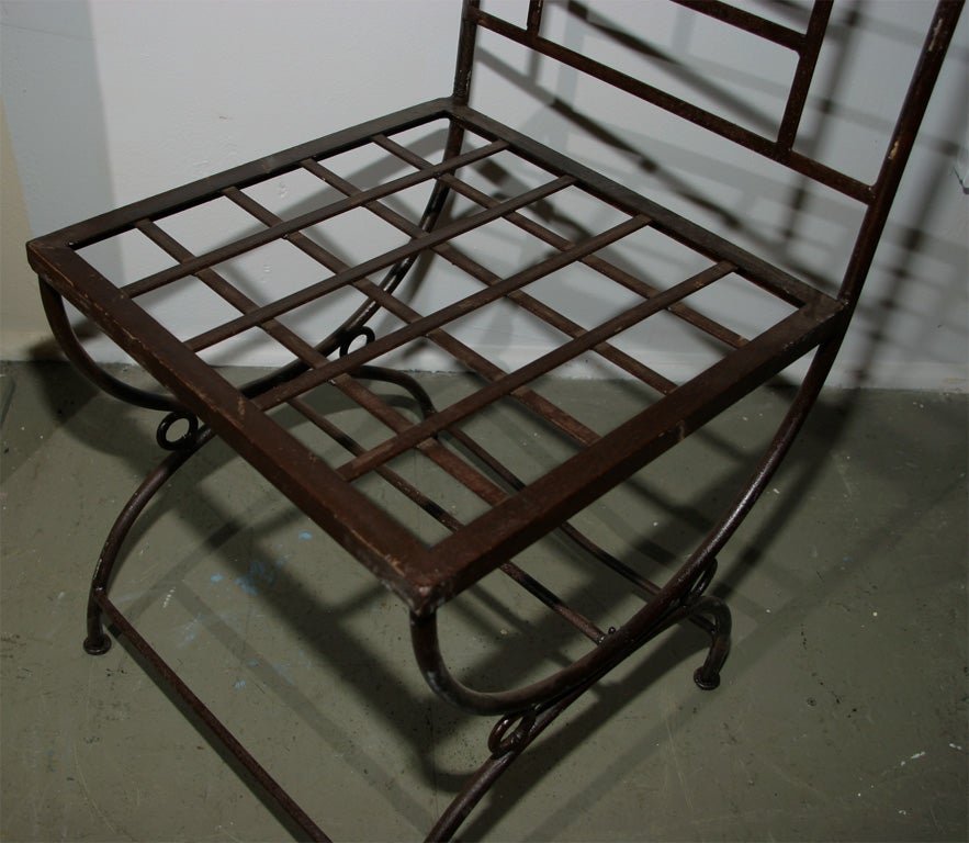 set of 6 outside garden iron chairs with cushions 2