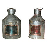 PAIR Polished Steel & Brass Port and Starboard Lights - red/grn
