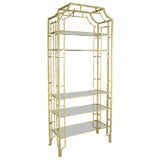 Vintage Etagere Five Shelf Yellow Faux Bamboo Great Diplay Piece