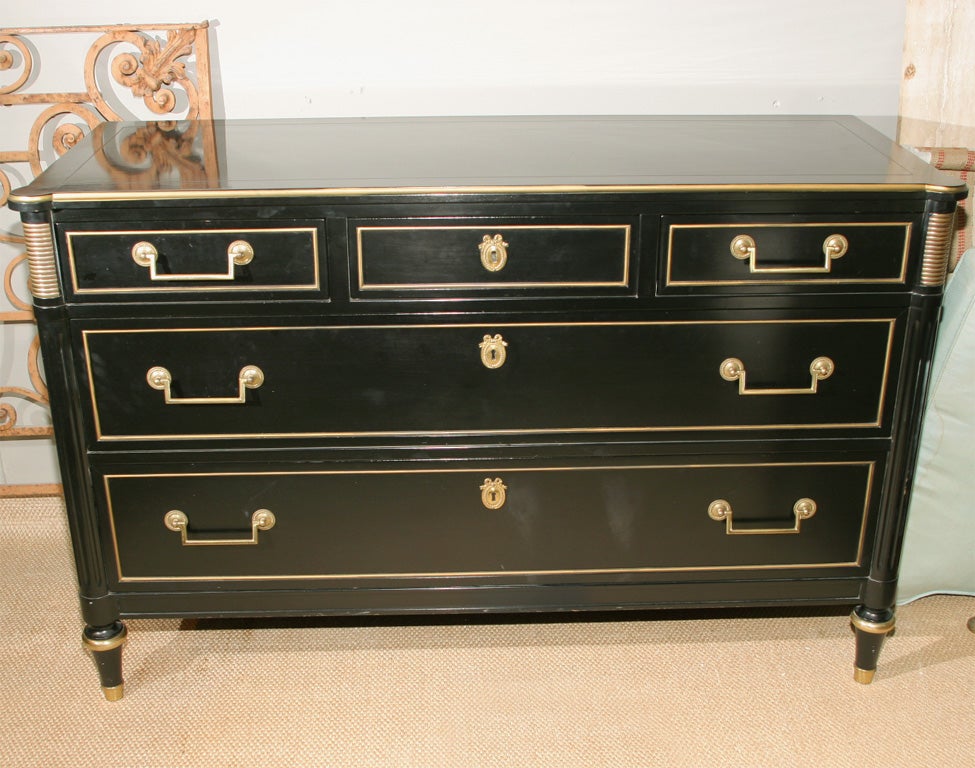 Ebonized and Brass Chest of Drawers