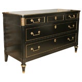Ebonized and Brass Chest of Drawers