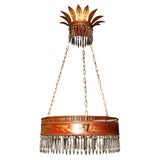 RED Tole Crystal Neoclassical Chandelier Ceiling mount Fixture