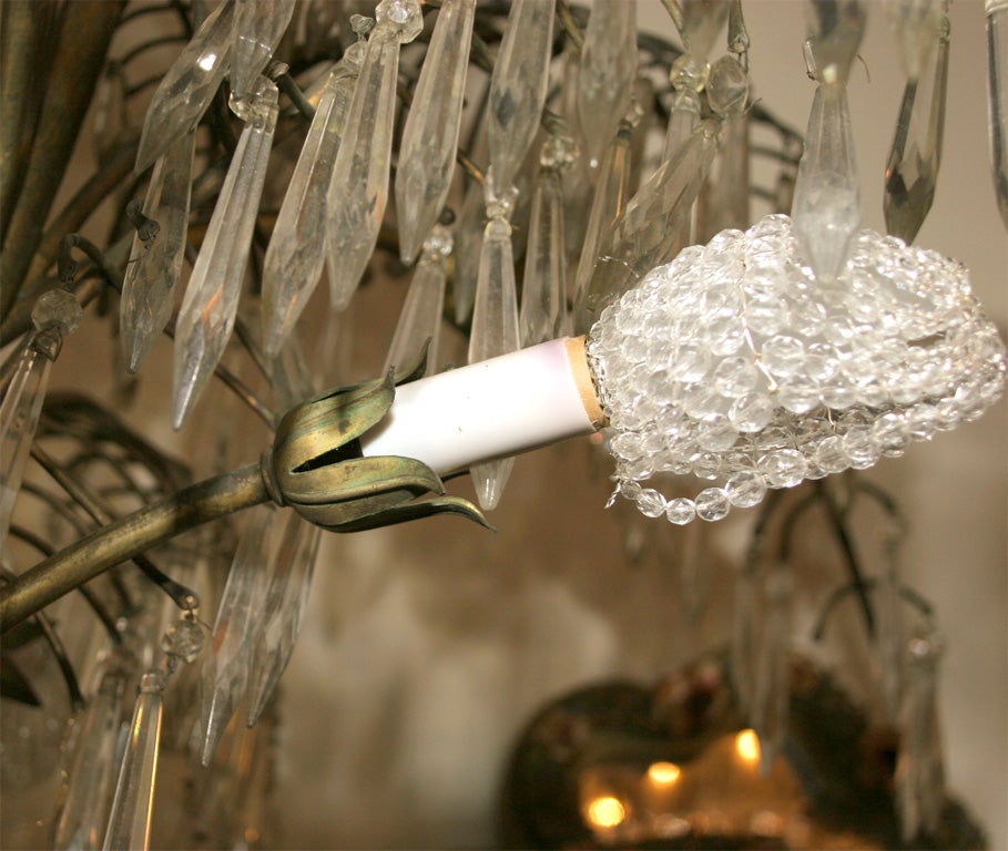 French Bronze Peacock Floor Lamp with Czech Crystal 6