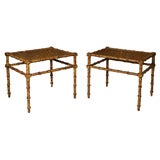 PAIR Faux Tortoise Side Tables