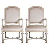 Pair of Grand Painted Armchairs manner of Maison Jansen