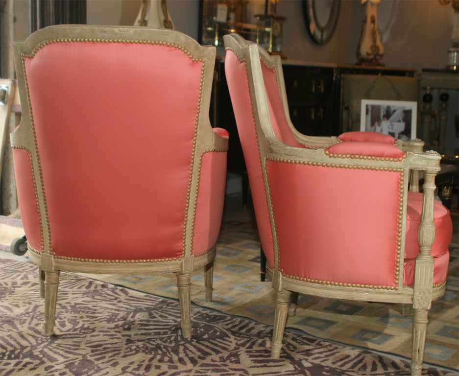 Fabric Pair Maison Jansen Louis XVI Bergere Chairs