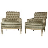 Pair of Louis XV Tufted Back Armchairs
