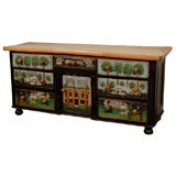 19th C English Dresser Base with a Sycamore top and new paint