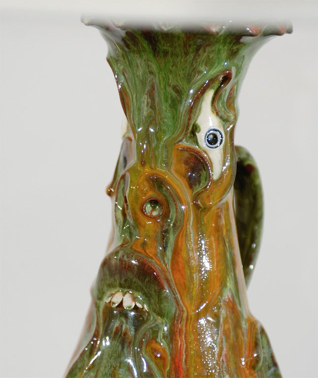 Contemporary Original Rare American Folk Art Face Jug Lamp by Roger Corn