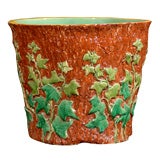 Antique 19th Century English Majolica Planter with Ivy