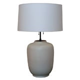 A Large White Glazed Ceramic Vase by Elchinger, as a Table Lamp. A Large White Glazed Ceramic Vase by Elchinger, as a Table Lamp.