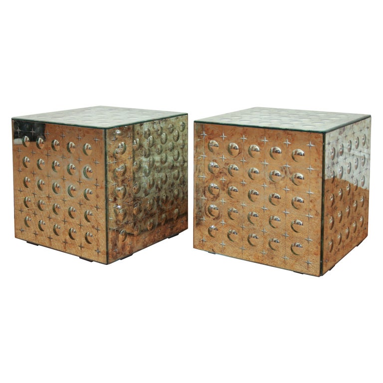 Pair of Mid-Century Mirrored Cubes