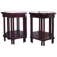 PAIR OF PURPLE PYTHON SIDE TABLES
