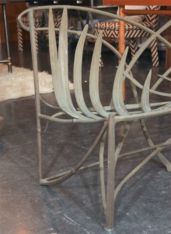 Sculptural bench of patinated bronze fronds and vines. Commissioned for the DeWitt and Lila Acheson Wallace Garden at Colonial Williamsburg in Virginia, 1984.