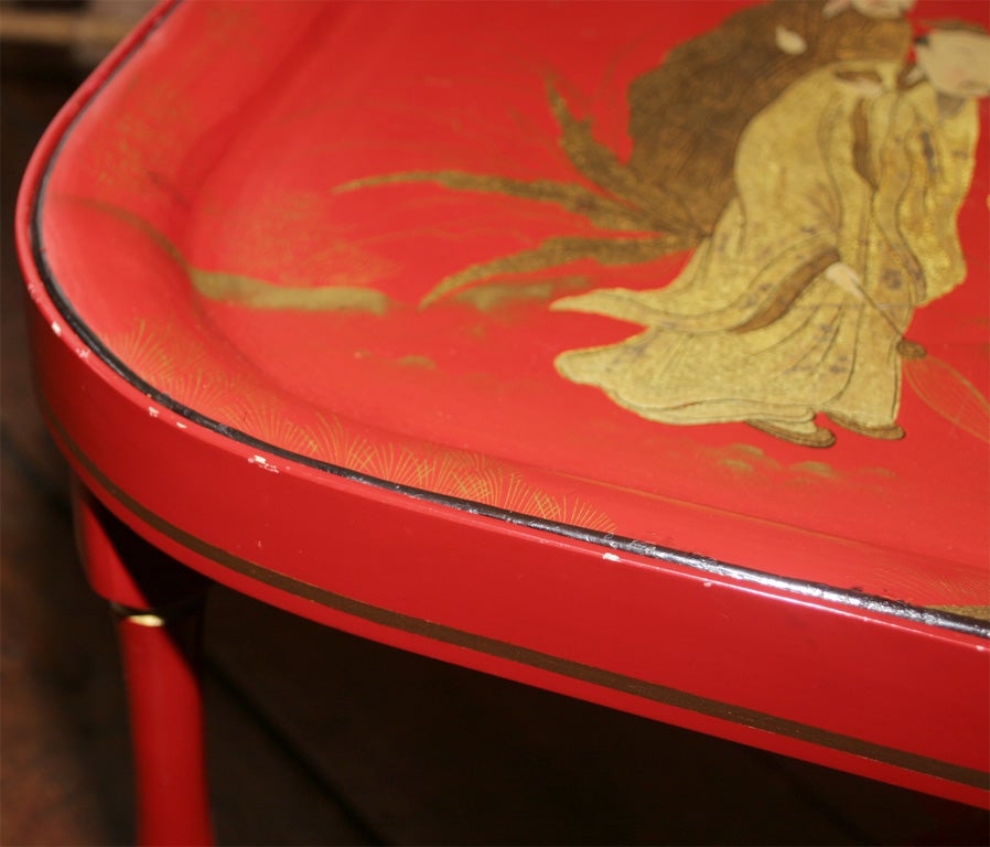 Regency Red Tole Chinoiserie Tray Table. English, Circa 1825 For Sale